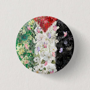 Floral Palestine Kaart Pin Button - Free Palestine