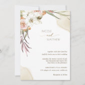 Floral Palm Leaves, Cream and Peach Wedding Kaart (Voorkant)