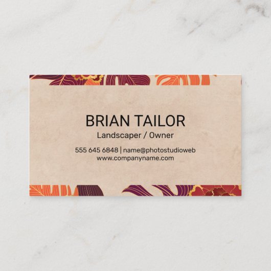 Floral Palm Leaves Pattern Achtergrond Visitekaartje (Achterkant)