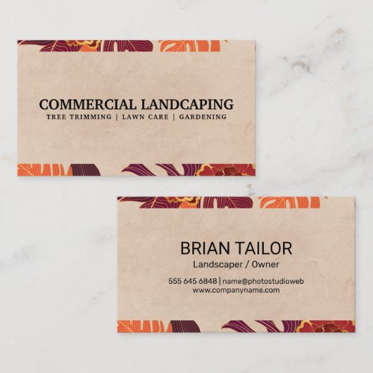 Floral Palm Leaves Pattern Achtergrond Visitekaartje (Voorkant / Achterkant)