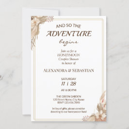 Floral Pampa Grass Honeymoon Shower Invitation Kaart