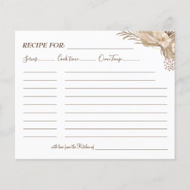 Floral Pampa Grass Recipe Card Flyer