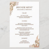 Floral Pampa Grass Wedding Dinner Menu (Achterkant)