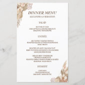 Floral Pampa Grass Wedding Dinner Menu (Voorkant)