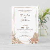 Floral Pampa Grass Wedding Invitation Kaart (Staand voorkant)