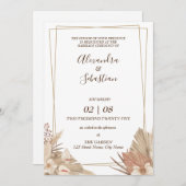 Floral Pampa Grass Wedding Invitation Kaart (Voorkant / Achterkant)