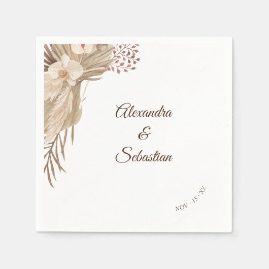 Floral Pampa Grass Wedding Napkins Servet (Voorkant)