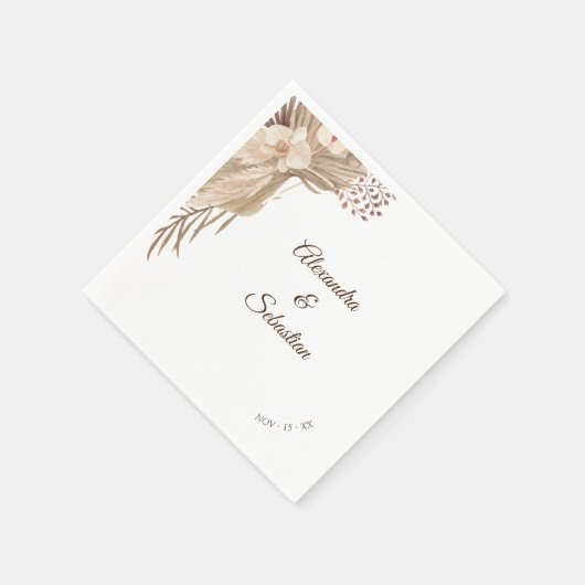 Floral Pampa Grass Wedding Napkins Servet (Hoek)