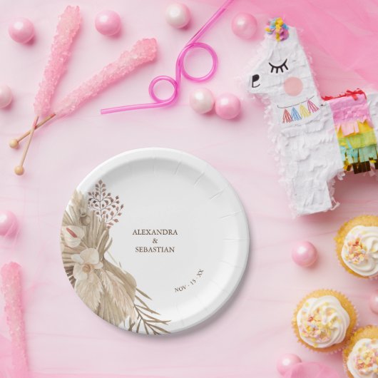 Floral Pampa Grass Wedding Paper Bord (Feest)