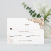 Floral Pampa Grass Wedding Response Card RSVP Kaartje (Staand voorkant)