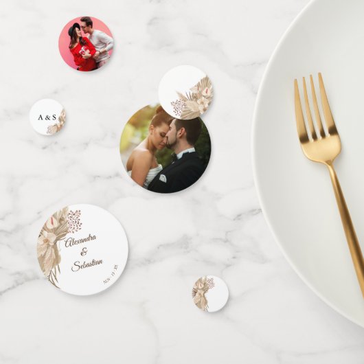 Floral Pampa Grass Wedding Table Decor Confetti (Groep)