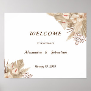 Floral Pampa Grass Wedding Welkomstteken Poster