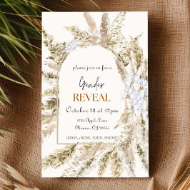 Floral Pampas Geslacht onthullen uitnodiging