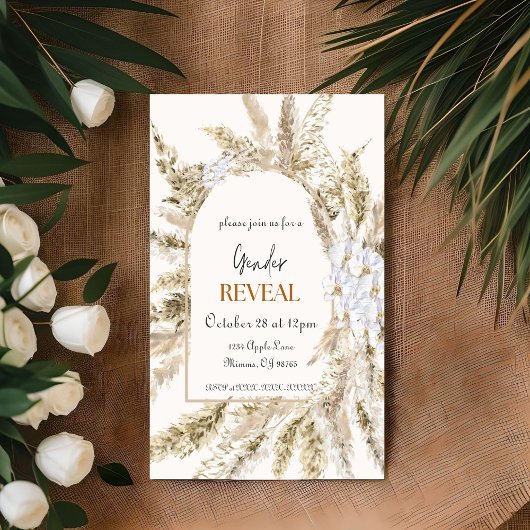 Floral Pampas Geslacht onthullen uitnodiging