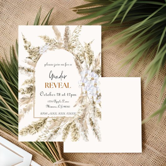 Floral Pampas Geslacht onthullen uitnodiging