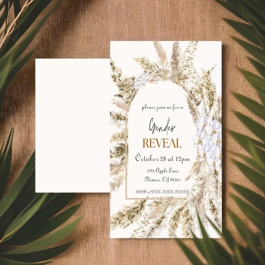 Floral Pampas Geslacht onthullen uitnodiging