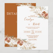 Floral pampas grass die in één keer met elkaar wed kaart (Voorkant / Achterkant)