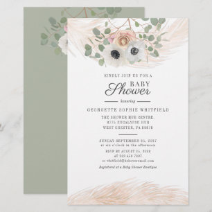 Floral Pampas Grass Eucalyptus Baby shower Briefpapier