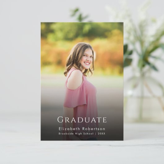 Floral Pampas Grass Foto Afstuderen Aankondiging (Staand voorkant)