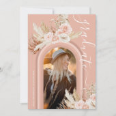 Floral Pampas Grass Foto Afstuderen Kaart (Voorkant)