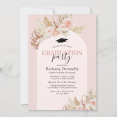 Floral Pampas Grass Foto Afstuderen Kaart (Voorkant)