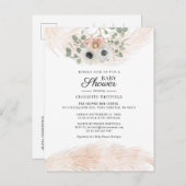 Floral Pampas Grass Girl Baby shower Uitnodiging Briefkaart (Voorkant / Achterkant)