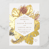 Floral Pampas Grass Real Gold Desert Wedding Folie Uitnodiging (Voorkant)