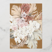 Floral Pampas Grass Real Gold Desert Wedding Folie Uitnodiging (Achterkant)