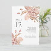 Floral Pampas Grass Table Number Weddenschap (Staand voorkant)