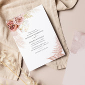 Floral Pampas Grass Terracotta Script Wedding Kaart