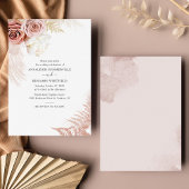 Floral Pampas Grass Terracotta Script Wedding Kaart