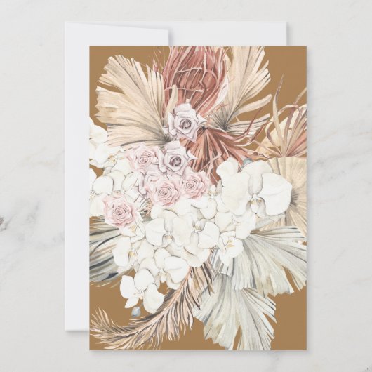 Floral Pampas Grass Tropical Oerwoud Black Kaart (Achterkant)