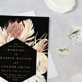 Floral Pampas Grass Tropical Oerwoud Black Kaart