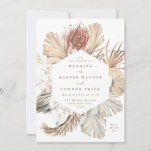 Floral Pampas Grass Tropical Oerwoud Kaart (Voorkant)