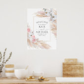 Floral Pampas Grass Tropical Weduwen Welkom Poster (Keuken)