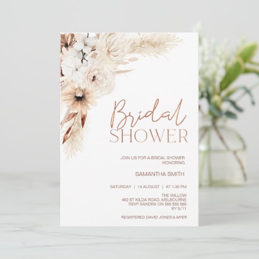 Floral Pampas Grass Vrijgezellenfeest Kaart (Staand voorkant)