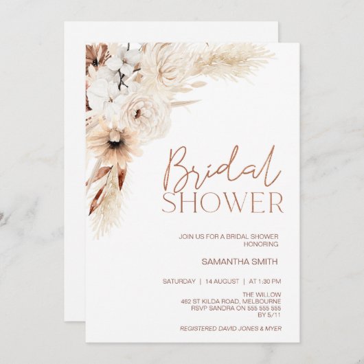 Floral Pampas Grass Vrijgezellenfeest Kaart (Voorkant / Achterkant)