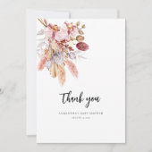 Floral Pampas Grass Waterverf Baby shower Bedankkaart (Voorkant)