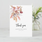 Floral Pampas Grass Waterverf Baby shower Bedankkaart (Staand voorkant)