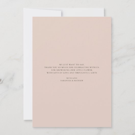 Floral Pampas Grass Waterverf Baby shower Bedankkaart (Achterkant)