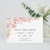 Floral Pampas Grass Wedding sparen de Datum Kaart (Staand voorkant)