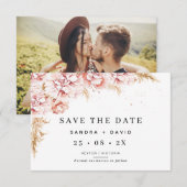 Floral Pampas Grass Wedding sparen de Datum Kaart (Voorkant / Achterkant)