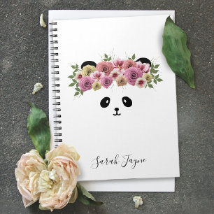 Floral Panda Beer Girl Name Journal Notitieboek