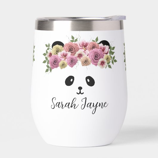 Floral Panda Beer Meisje Naam Thermal Wine Tumbler (Links)