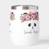 Floral Panda Beer Meisje Naam Thermal Wine Tumbler (Achterkant)