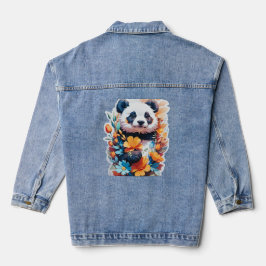 Floral Panda Denim Jas Denim Jacket