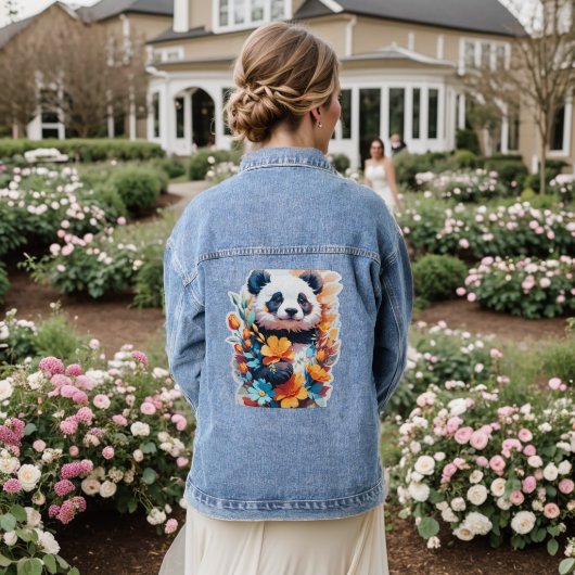 Floral Panda Denim Jas Jacket (Huwelijk Achterkant)