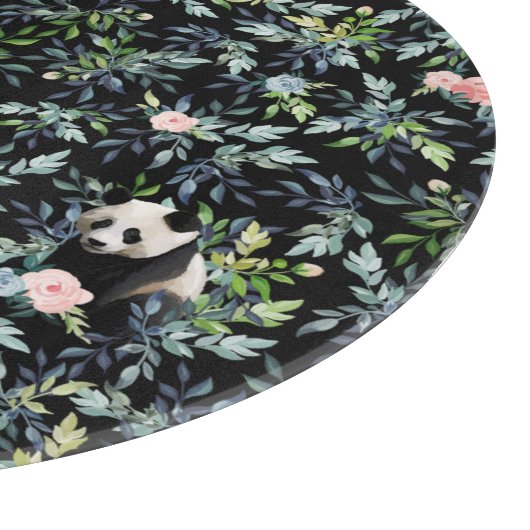Floral Panda Patroon met Roze en Blauwe Rozen Snijplank (Hoek)
