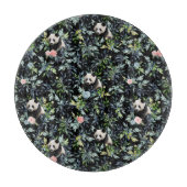 Floral Panda Patroon met Roze en Blauwe Rozen Snijplank (Voorkant)