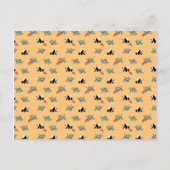 Floral Panda Patroon met Rozen op Perzikzijde Briefkaart (Voorkant)